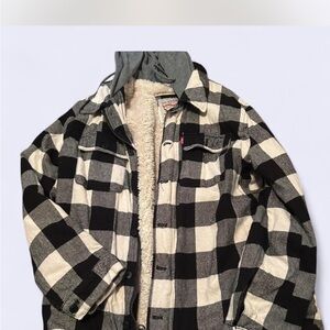 Levi's Black and Cream Plaid Shirt Jacket